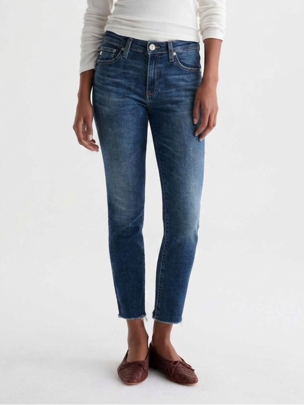 AG Adriano Goldschmied The Prima Crop Raw Hem Cigarette Jeans Size 26